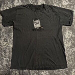 Life Is Crap T Shirt Graphic Print Mens Size Medium Gray Short Sleeve Tee